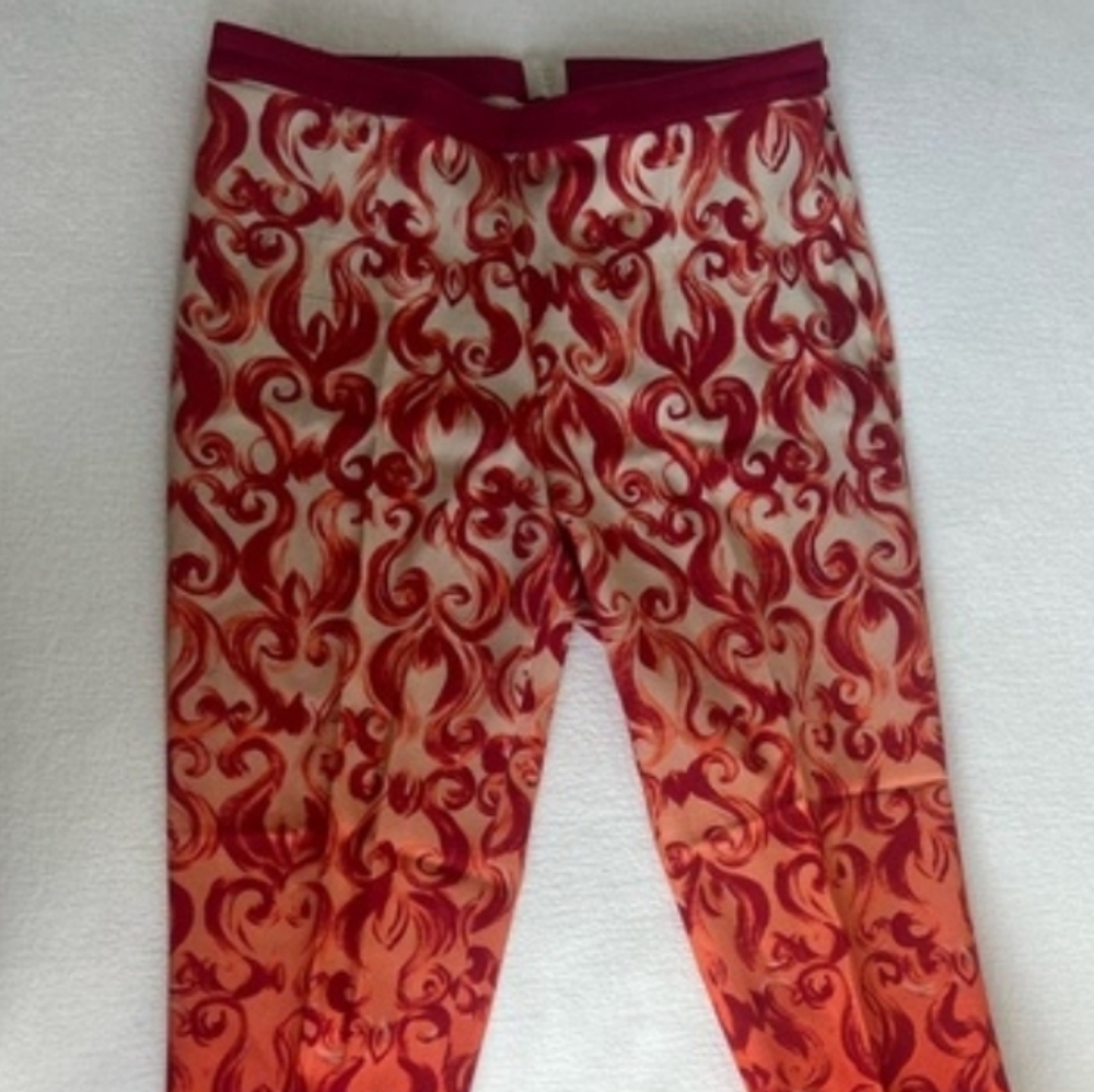 True Royal Ombre Brocade Pants Red Orange Flame Print Pants - Picture 10 of 13